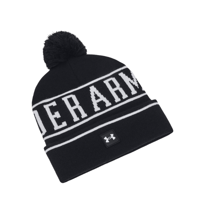 BONNET UNDER ARMOUR - HALFTIME RIBBED POM BLACK - Golf Passion