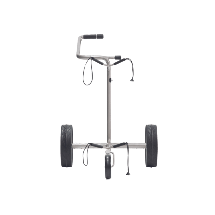 CHARIOT ELECTRIQUE AVEC FREIN JUSTAR - WHITE 1.0, LAQUE SILVER - Golf Passion