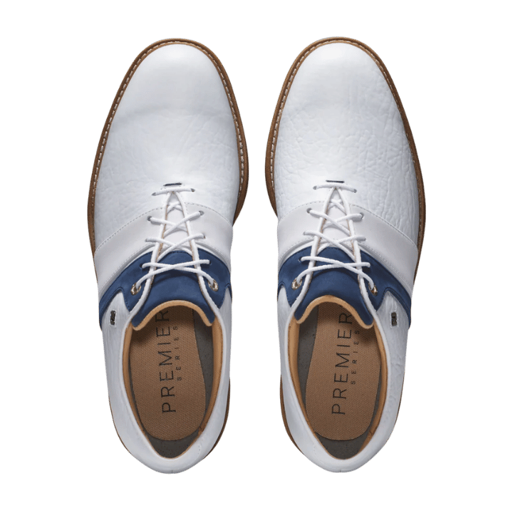 CHAUSSURE AVEC CRAMPON FOOTJOY - PREMIERE SERIE PACKARD LX WHITE/BLUE - Golf Passion