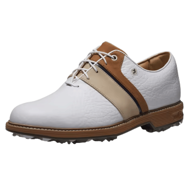 CHAUSSURE AVEC CRAMPON FOOTJOY - PREMIERE SERIE PACKARD LX WHITE/BLUE/BROWN - Golf Passion