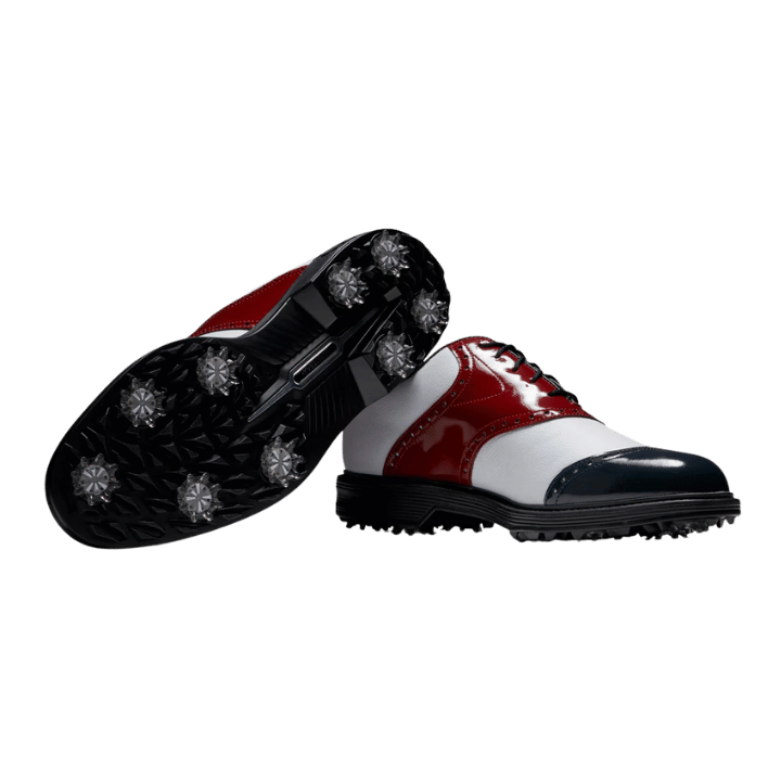 CHAUSSURE SANS CRAMPON FOOTJOY - PREMIERE SERIES WHITE NAVY WINE WILCOX - Golf Passion