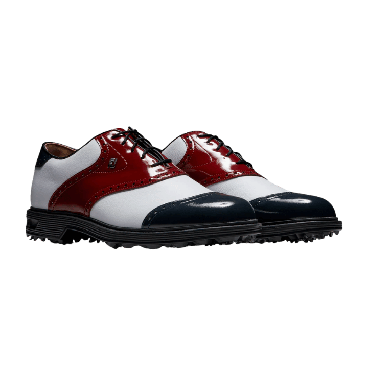 CHAUSSURE SANS CRAMPON FOOTJOY - PREMIERE SERIES WHITE NAVY WINE WILCOX - Golf Passion