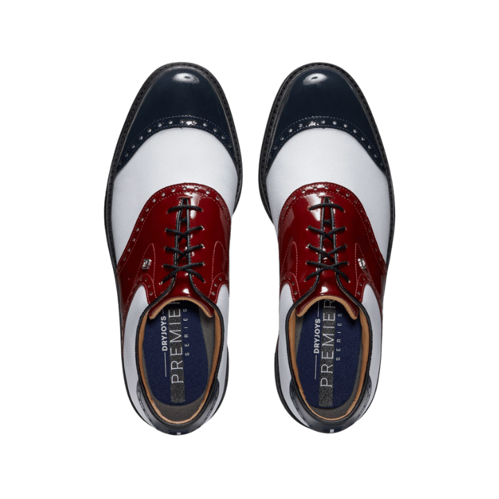 CHAUSSURE SANS CRAMPON FOOTJOY - PREMIERE SERIES WHITE NAVY WINE WILCOX - Golf Passion