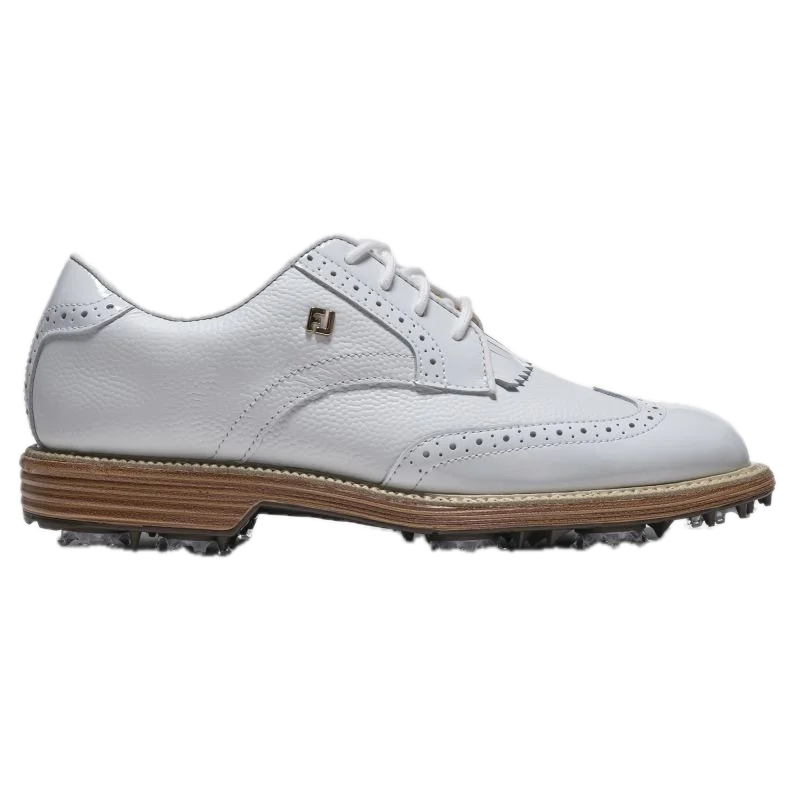 Chaussures de golf à crampons Footjoy Premiere Series Madison - profil extérieur | #color_blanc/beige