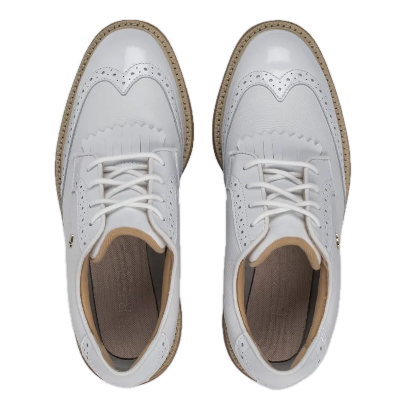 Chaussures de golf à crampons Footjoy Premiere Series Madison - vue du dessus | #color_blanc/beige