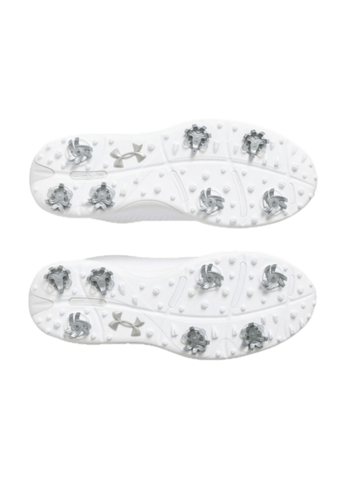 Chaussures de golf à crampons Under Armour Drive Fade - vue du dessus | #color_blanc/argent