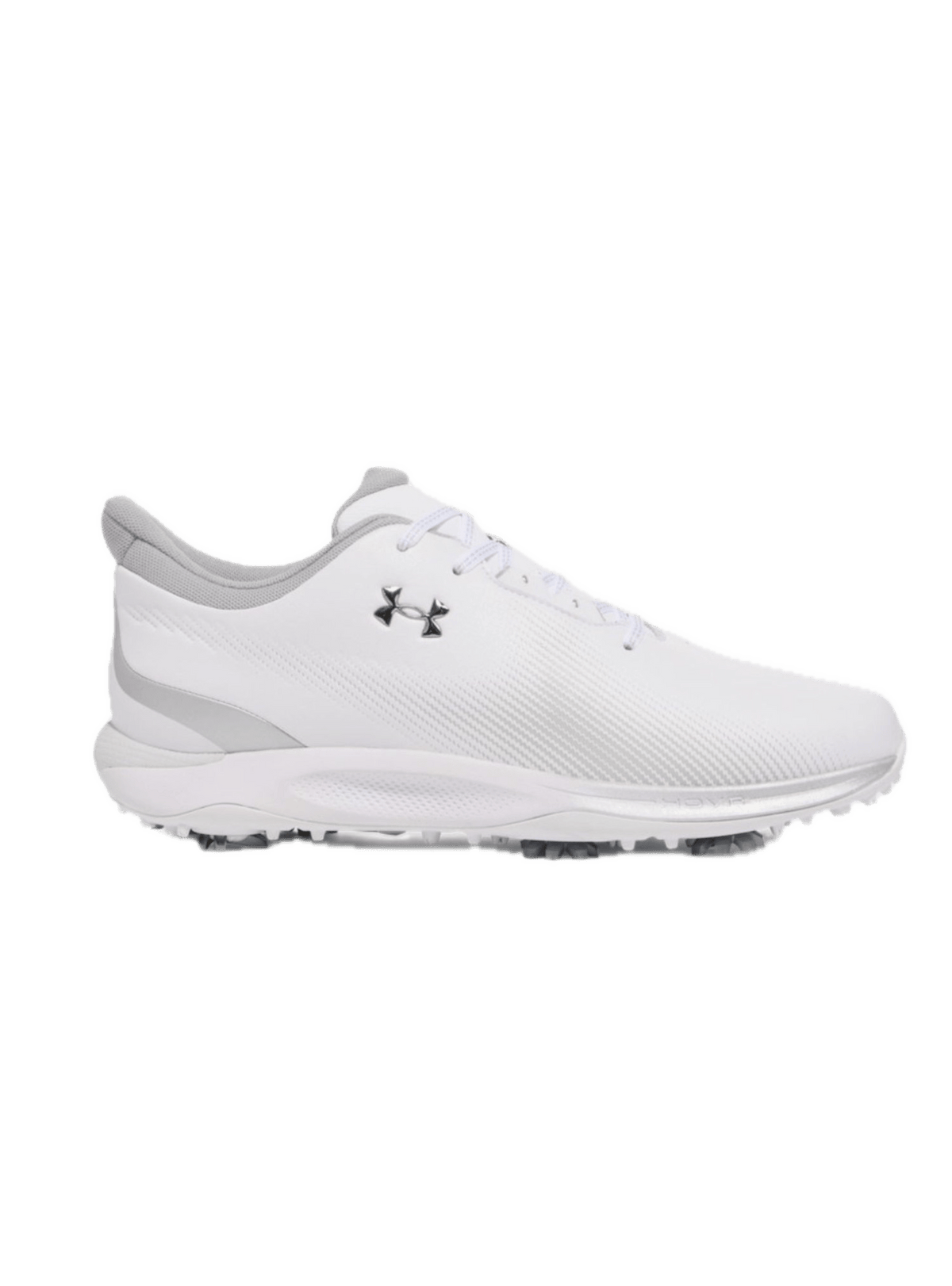 Chaussures de golf à crampons Under Armour Drive Fade - profil extérieur | #color_blanc/argent