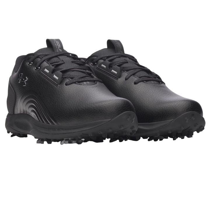 Chaussures de golf sans crampons Under Armour Drive Fade 2 - paire en trois-quarts avant | #color_noir