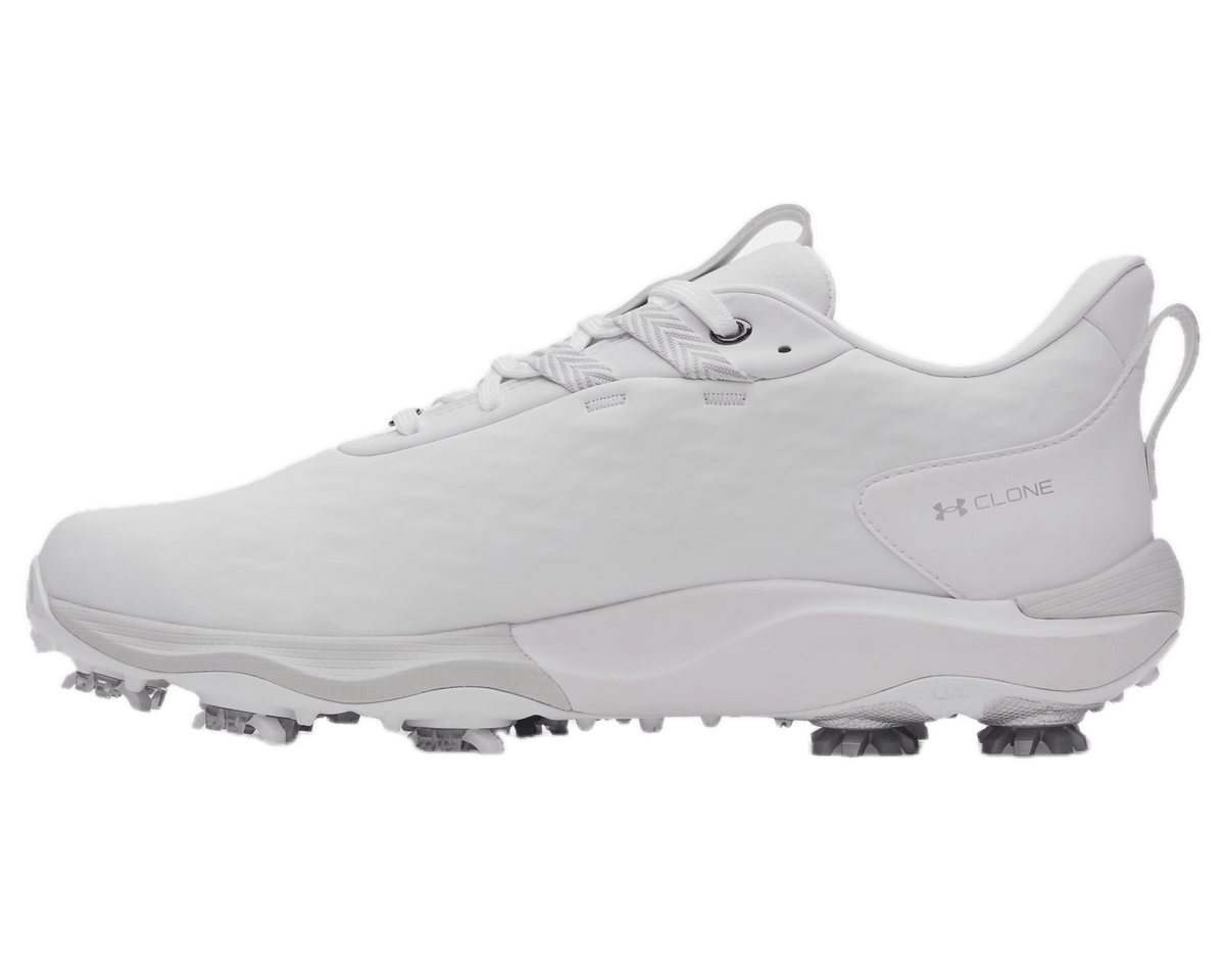 Chaussures de golf sans crampons Under Armour Drive Pro Clone SL White - profil intérieur | #color_blanc/metallic-silver