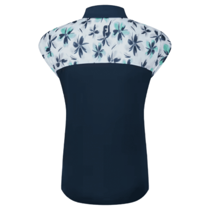 POLO FOOTJOY - AVEC HAUT FLEURIE EN FIL D'ECOSSE BLEU MARINE / BLEU / VERT - Golf Passion