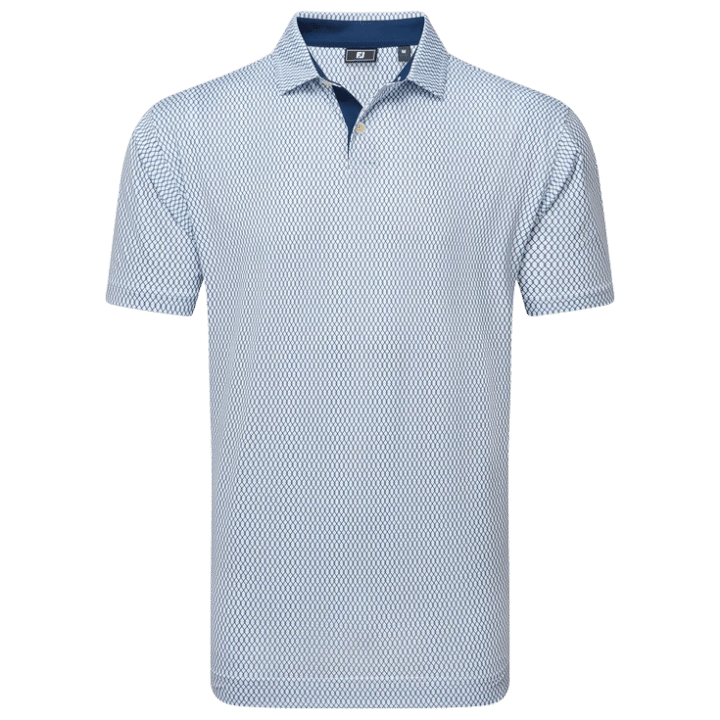 POLO FOOTJOY - IRONGATE PRIN LISLE BLANC BLEU MARINE - Golf Passion