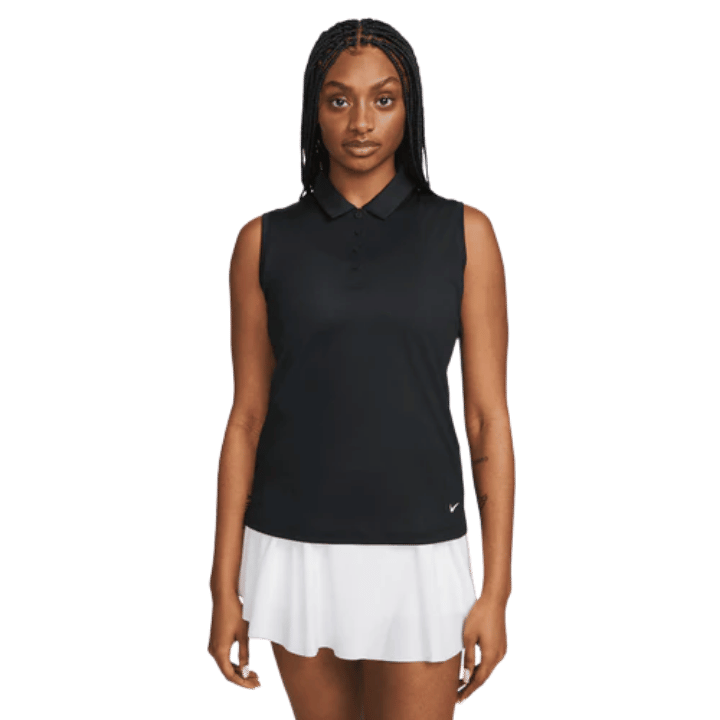 POLO NIKE - DRI FIT VICTORY SLEEVELESS NOIR / BLANC - Golf Passion