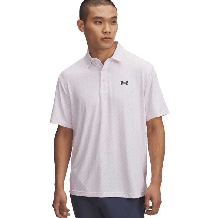 POLO UNDER ARMOUR - PLAYOFF 3.0 PRINTED BLANC ROSE GRIS - Golf Passion