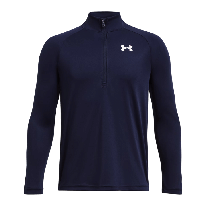 SOUS VETEMENT TECHNIQUE UNDER ARMOUR - TECH 2.0 1/2 ZIP MARINE BLANC - Golf Passion