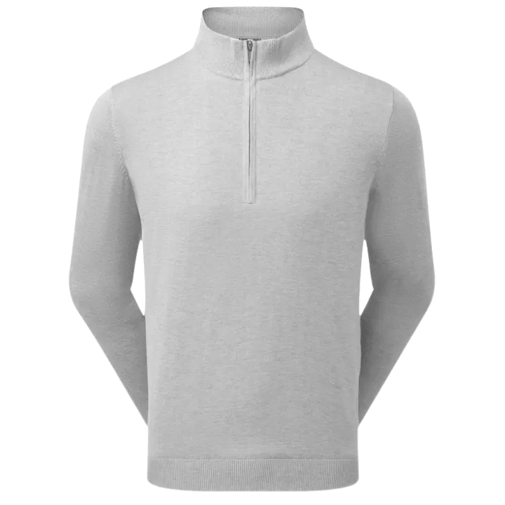 Sweat de golf homme Footjoy Drirelease Half-Zip Lined Sweater - vue de face à plat | #color_gris-chine