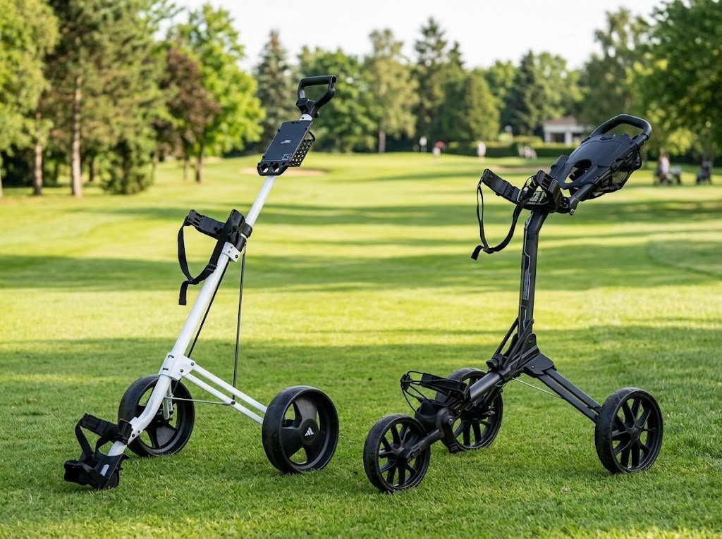 Quel chariot manuel choisir : 2, 3 ou 4 roues, compact ou ultra-plat ? - Golf Passion
