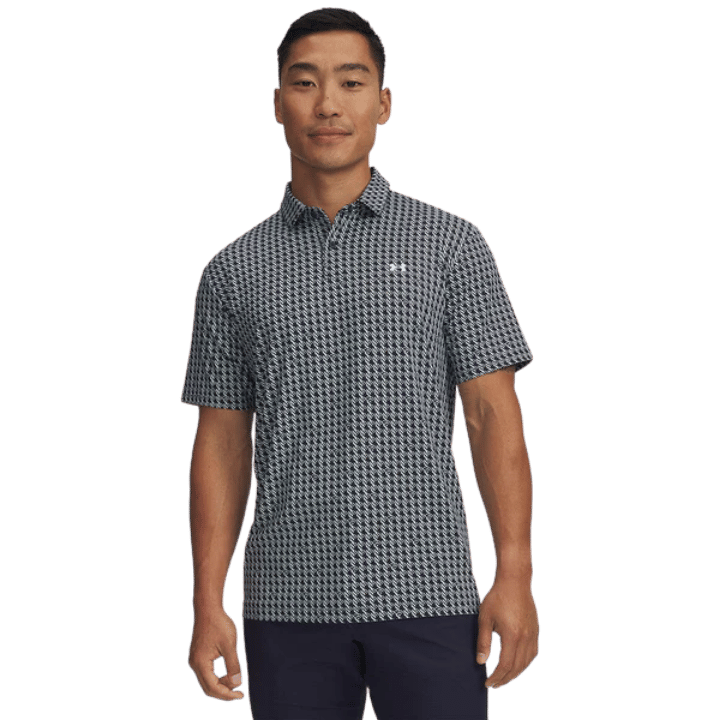 POLO UNDER ARMOUR - T2G HOUDSTOOTH DEUCES MIDNIGHT NAVY ENAMEL BLUE