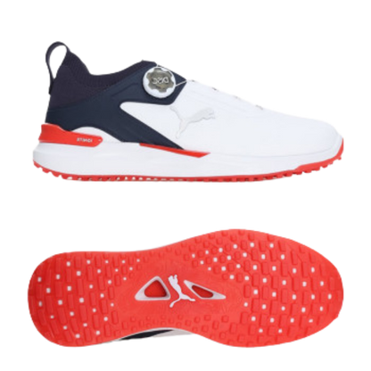 CHAUSSURES SANS CRAMPON PUMA IGNITE JPX DISC BLANC MARINE ROUGE