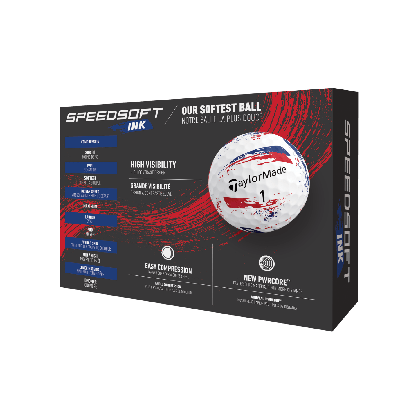 BALLE TAYLORMADE - SPEEDSOFT INK BLEU ROUGE - Taylormade - Golf Passion