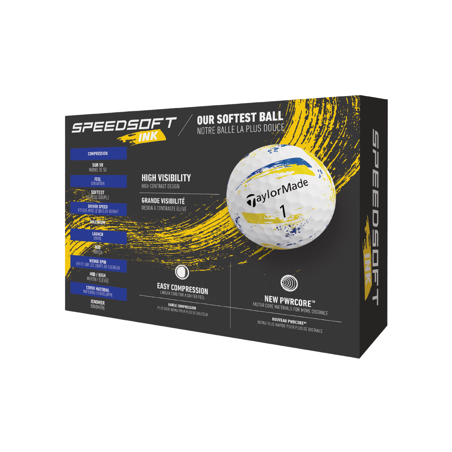 BALLE TAYLORMADE - SPEEDSOFT INK JAUNE BLEU - Taylormade - Golf Passion