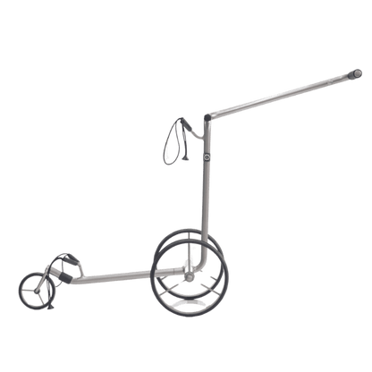 CHARIOT ELECTRIQUE AVEC FREIN JUSTAR - WHITE 1.0, LAQUE SILVER - Golf Passion