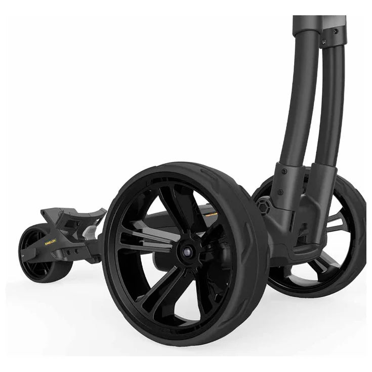 CHARIOT ÉLECTRIQUE POWAKADDY - CT6 EBS - détail roues et système d'entraînement | #color_noir