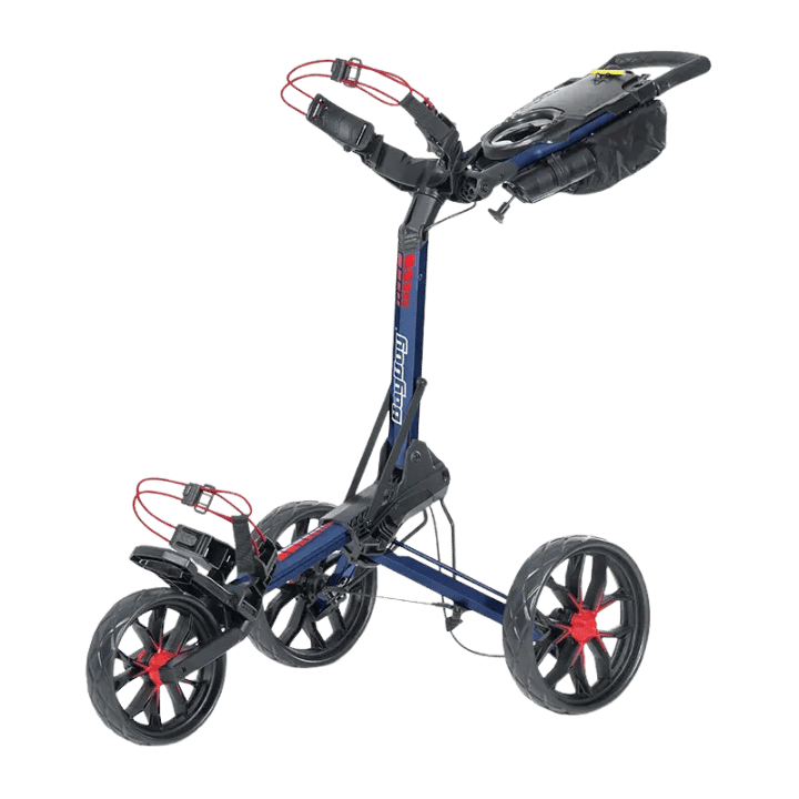 CHARIOT MANUEL 3 ROUES BAGBOY - SLIM FOLD BLEU ROUGE - Golf Passion