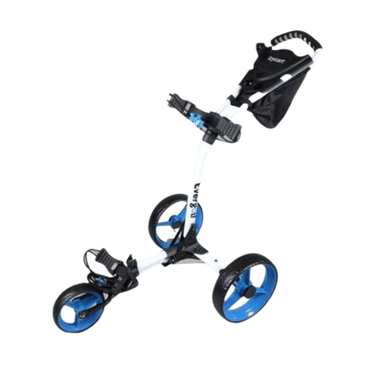 CHARIOT MANUEL 3 ROUES - IZYCART BLANC - BLEU - Golf Passion