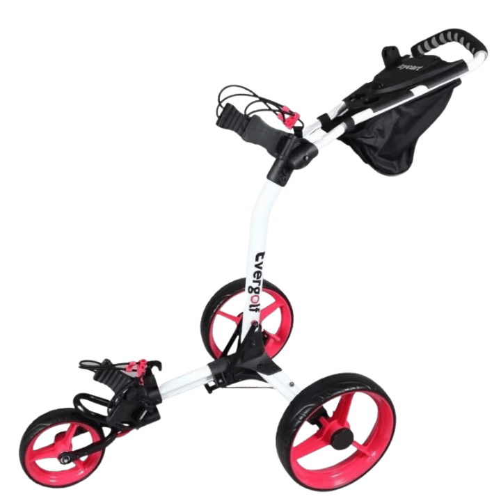 CHARIOT MANUEL 3 ROUES - IZYCART BLANC - FUSCHIA - Golf Passion