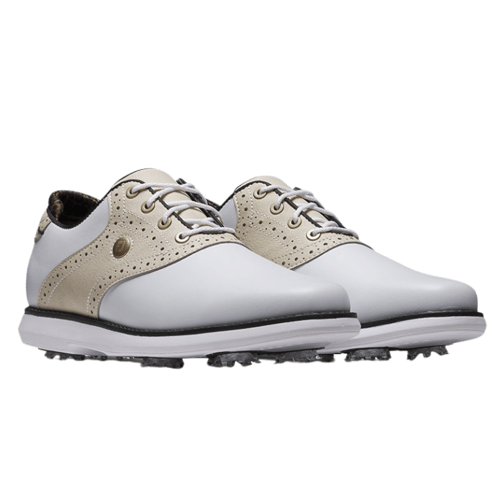 CHAUSSURE AVEC CRAMPON FOOTJOY - TRADITIONS WHITE TAN BLACK - Golf Passion