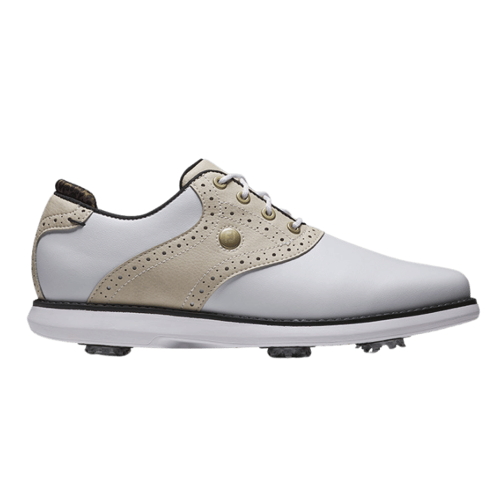 CHAUSSURE AVEC CRAMPON FOOTJOY - TRADITIONS WHITE TAN BLACK - Golf Passion