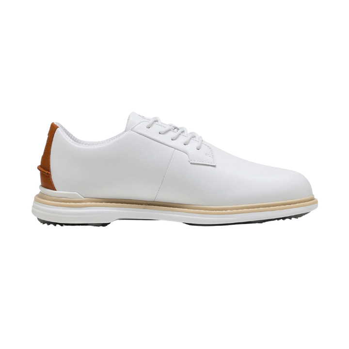 CHAUSSURE SANS CRAMPON - ROYALE WHITE LEATHER BROWN - Golf Passion