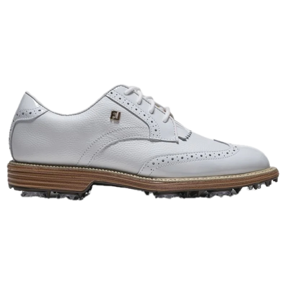Chaussures de golf à crampons Footjoy Premiere Series Madison - profil extérieur | #color_blanc/beige