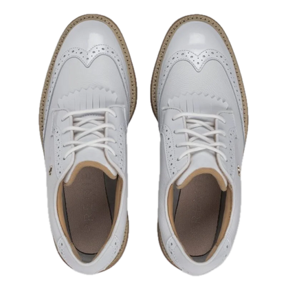Chaussures de golf à crampons Footjoy Premiere Series Madison - vue du dessus | #color_blanc/beige
