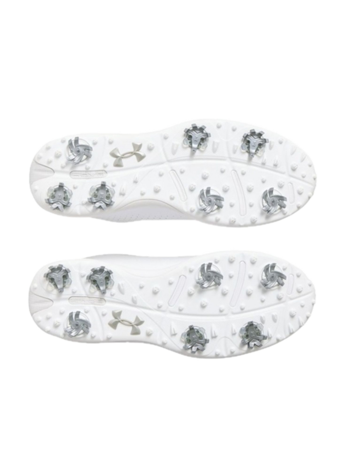 Chaussures de golf à crampons Under Armour Drive Fade - vue du dessus | #color_blanc/argent