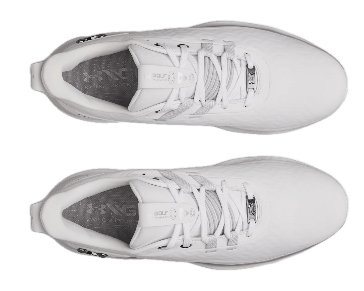 Chaussures de golf sans crampons Under Armour Drive Pro Clone SL White - vue du dessus | #color_blanc/metallic-silver