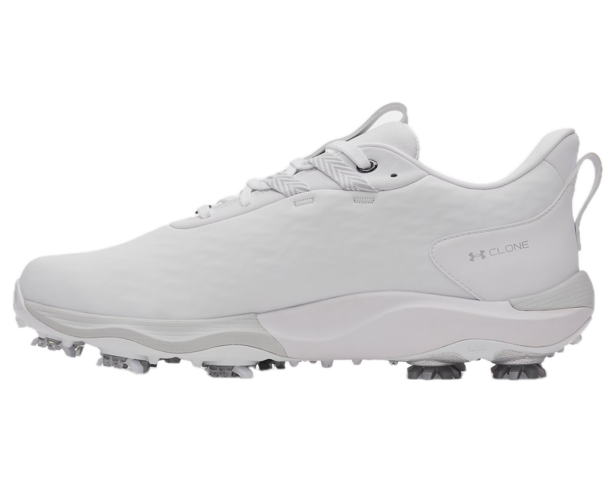 Chaussures de golf sans crampons Under Armour Drive Pro Clone SL White - profil intérieur | #color_blanc/metallic-silver