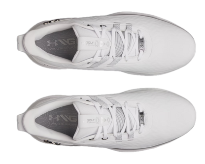 Chaussures de golf sans crampons Under Armour Drive Pro Clone SL White - vue du dessus | #color_blanc/metallic-silver