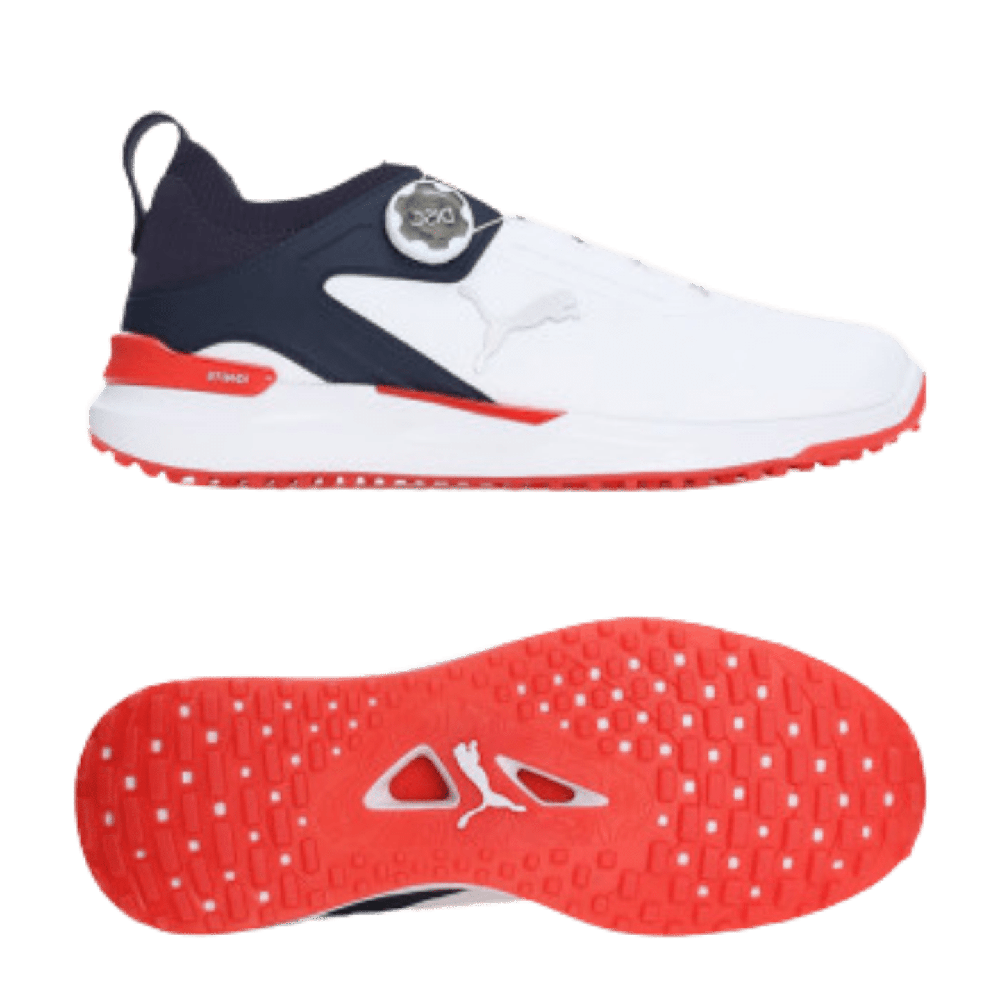CHAUSSURES SANS CRAMPON PUMA IGNITE JPX DISC BLANC MARINE ROUGE - Puma - Golf Passion