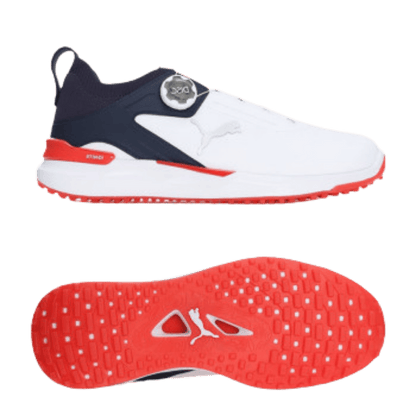 CHAUSSURES SANS CRAMPON PUMA IGNITE JPX DISC BLANC MARINE ROUGE - Puma - Golf Passion