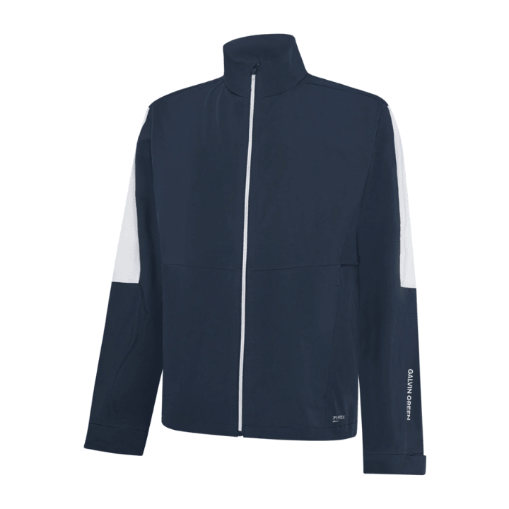 Coupe-vent de golf homme Galvin Green Arlo - vue de face produit seul | #color_bleu-marine/blanc