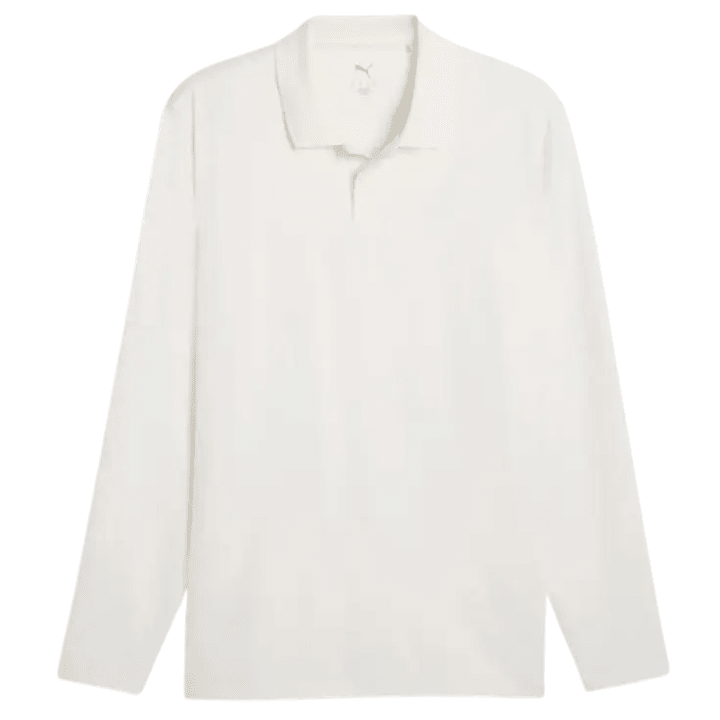 Polo de golf homme Puma Cloudspun Midweight LS - vue de face à plat | #color_blanc