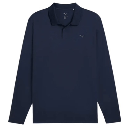 Polo de golf homme Puma Cloudspun Midweight LS - vue de face à plat | #color_marine