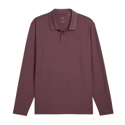 Polo de golf homme Puma Cloudspun Midweight LS - vue de face à plat | #color_marron