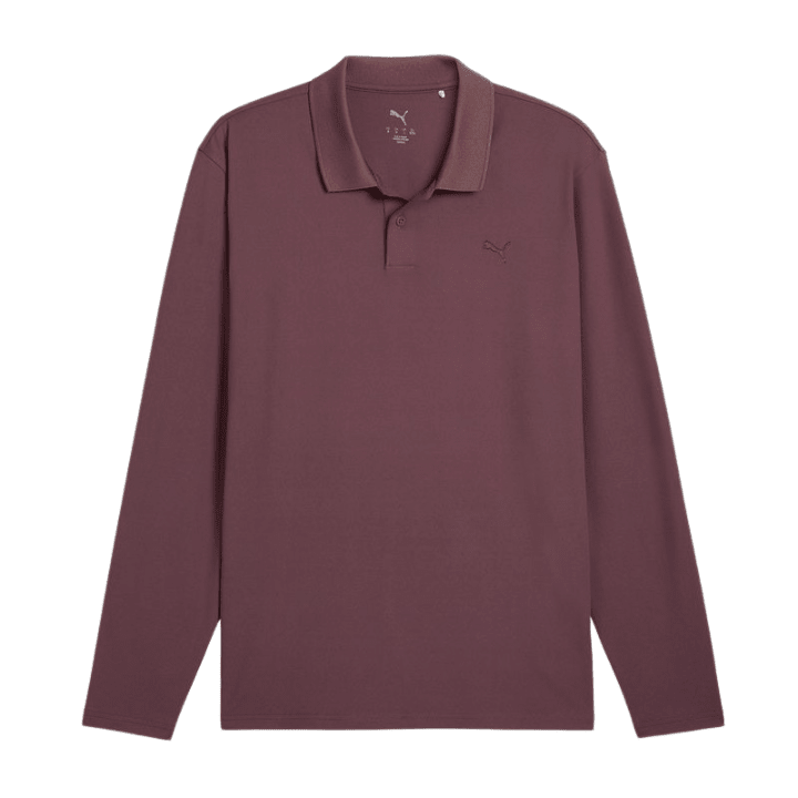 Polo de golf homme Puma Cloudspun Midweight LS - vue de face à plat | #color_marron