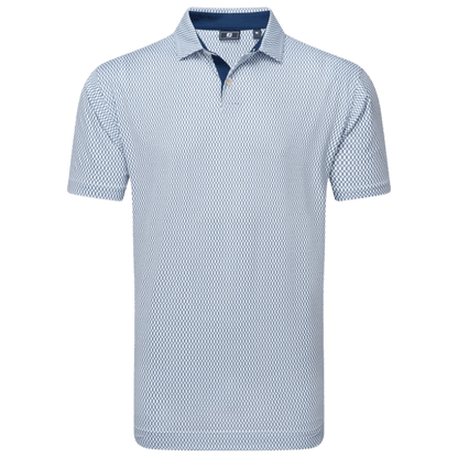 POLO FOOTJOY - IRONGATE PRIN LISLE BLANC BLEU MARINE - Golf Passion