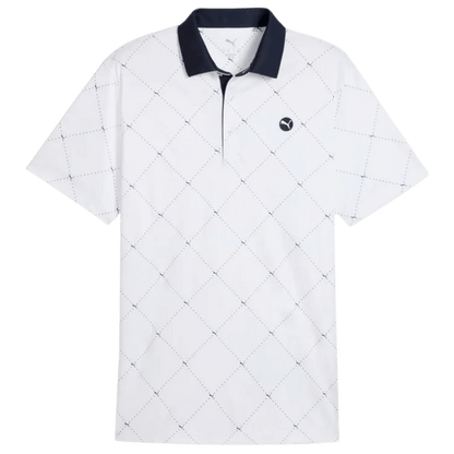 POLO PUMA - PURE 2.0 ARGYLE BLANC BLEU MARINE - Golf Passion