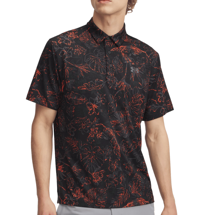 POLO UNDER ARMOUR PLAYOFF 3.0 PRINTED NOIR ROUGE GRIS - Golf Passion