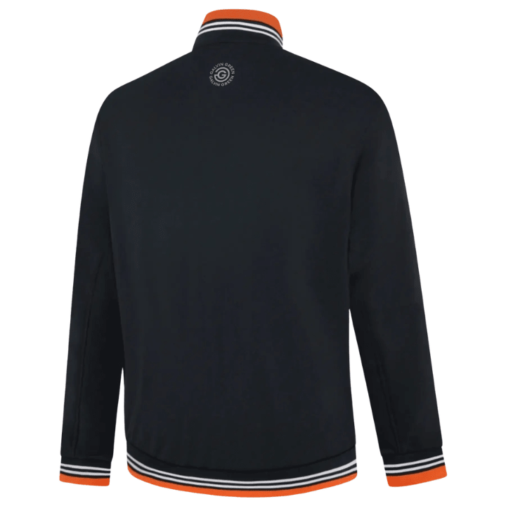 Pull de golf homme Galvin Green Daniel - vue de dos à plat | #color_noir/blanc/orange