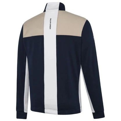Pull de golf homme Galvin Green Dean - vue de dos à plat | #color_beige/bleu-marine/blanc